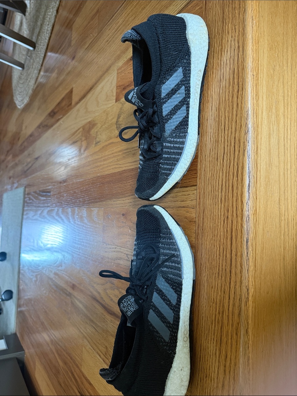 Adidas Boost HD Black Knit Running Sneakers with White Midsole